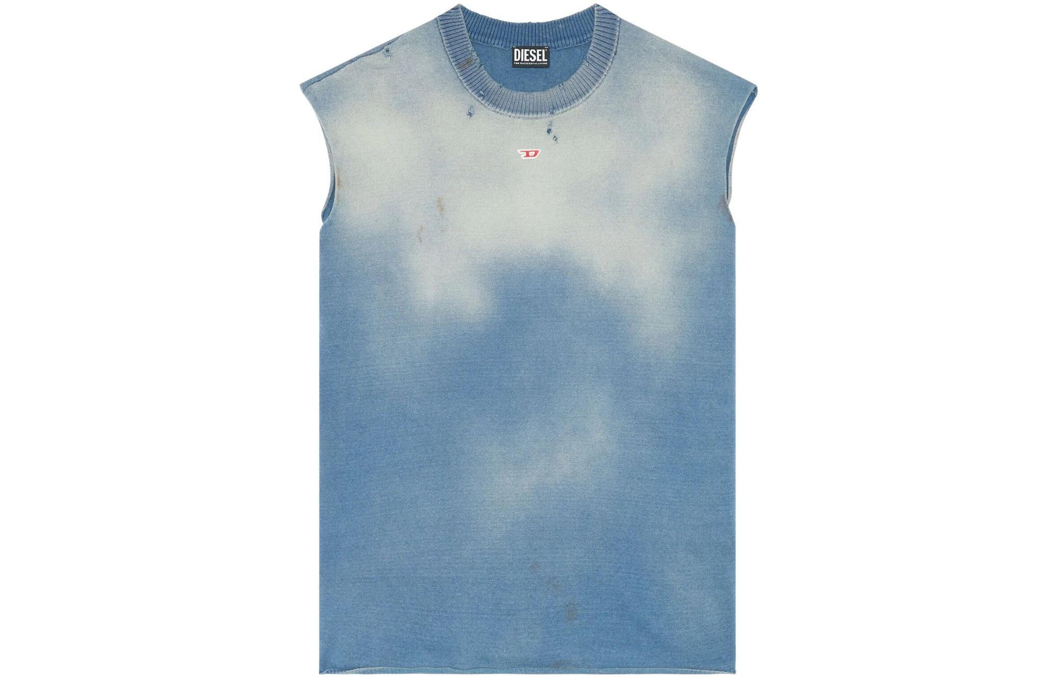 DIESEL  Vintage Sleeveless Crewneck T-Shirt SS23 Light Blue. A103530TFAE-81E