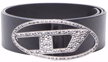 Diesel (W) B-1DR 50 Strass Leather Belt with Rhinestone Logo Buckle Black Diesel (W) B-1DR 50 Strass Leather Belt with Rhinestone Logo Buckle Black