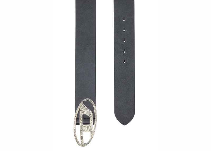 Order ディーゼル (W) B-1DR 50 ストラス レザーベルト ラインストーンロゴバックル付き ブラック