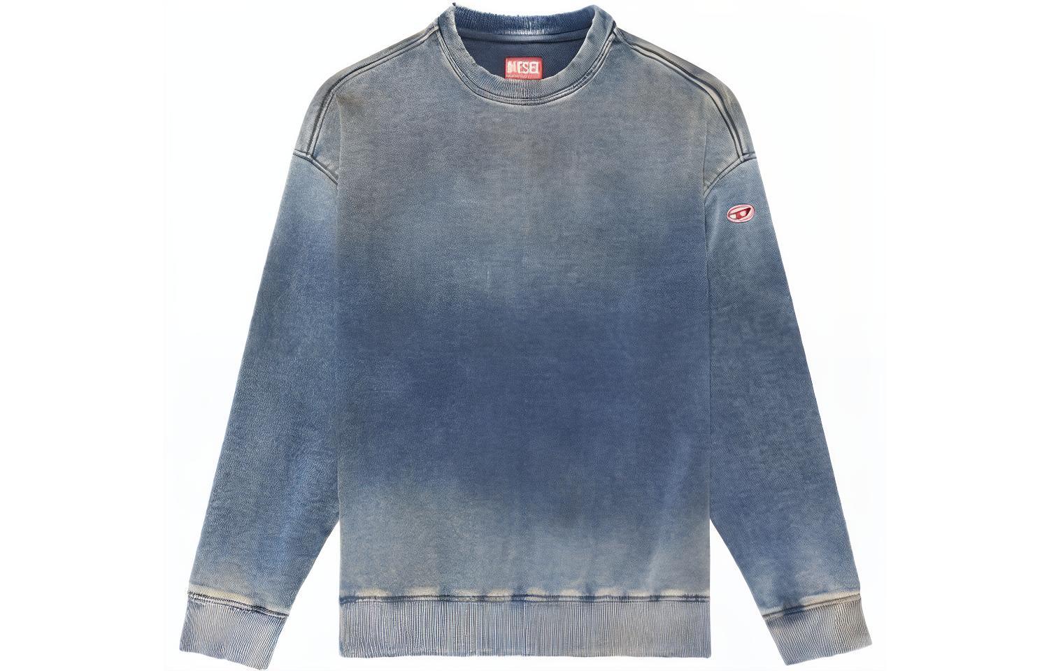 DIESEL  Washed Loose Fit Crewneck Denim Sweatshirt Blue A03943068FN-01