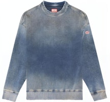 DIESEL Washed Loose Fit Crewneck Denim Sweatshirt Blue A03943068FN-01 DIESEL Washed Loose Fit Crewneck Denim Sweatshirt Blue A03943068FN-01