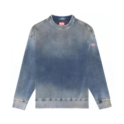 DIESEL Washed Loose Fit Crewneck Denim Sweatshirt Blue A03943068FN-01