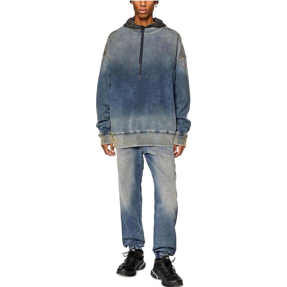 Lookbook DIESEL  Washed Loose Fit Crewneck Denim Sweatshirt Blue A03943068FN-01