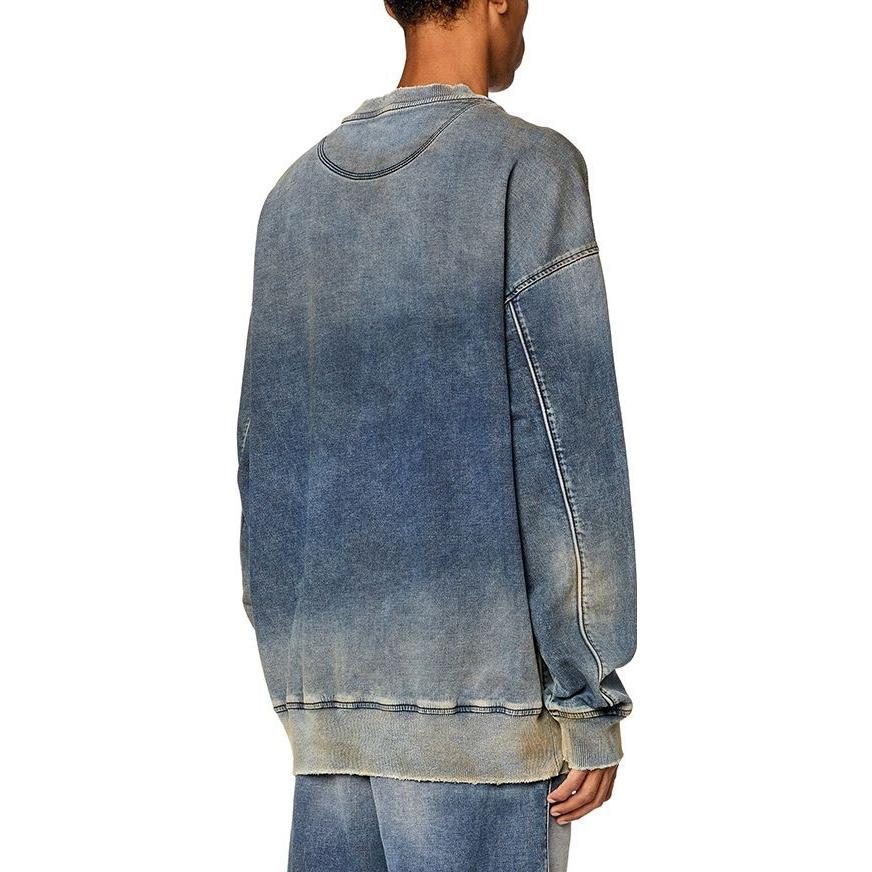 Shop DIESEL  Washed Loose Fit Crewneck Denim Sweatshirt Blue A03943068FN-01
