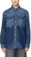 Lookbook DIESEL Washed Patchwork Denim Long Sleeve Shirt Blue/Black A11461068HA-01I