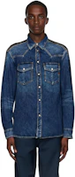 Details for DIESEL Washed Patchwork Denim Long Sleeve Shirt Blue/Black A11461068HA-01I
