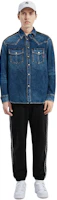 Sizing DIESEL Washed Patchwork Denim Long Sleeve Shirt Blue/Black A11461068HA-01I