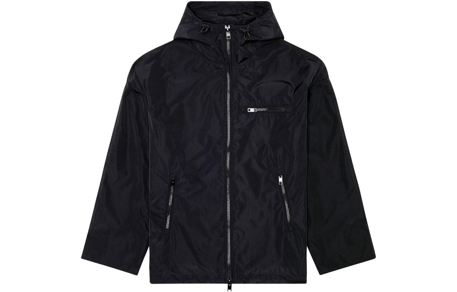 DIESEL  Waterproof Hooded Long Sleeve Jacket Black. A114310TFAL