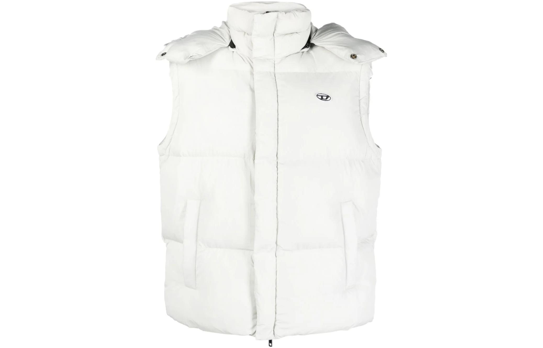 DIESEL  White High Neck Sleeveless Zip-Up Jacket. A114680NIAU8AF