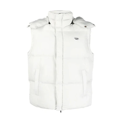 DIESEL White High Neck Sleeveless Zip-Up Jacket. A114680NIAU8AF