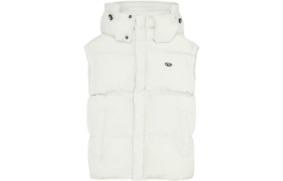 DIESEL  White Vest with Detachable Hood and Solid Logo Design. A106020AEAI-8AF