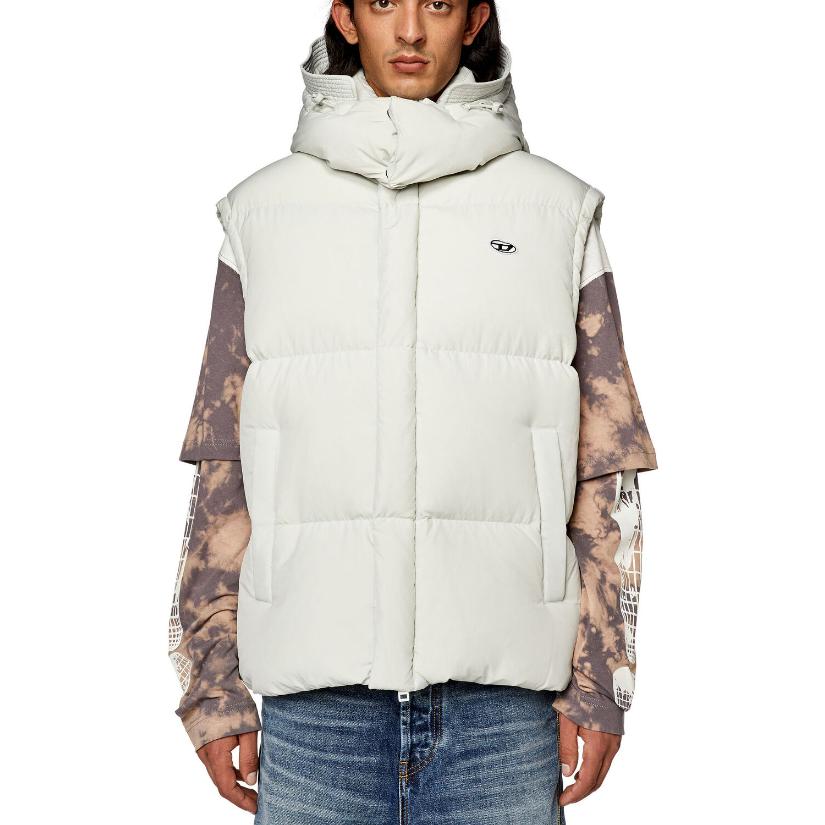 DIESEL  White Vest with Detachable Hood and Solid Logo Design. A106020AEAI-8AF 圖 3