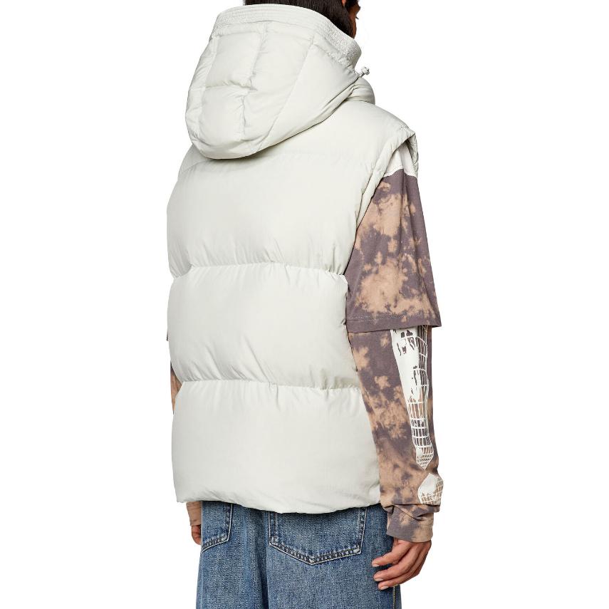 DIESEL  White Vest with Detachable Hood and Solid Logo Design. A106020AEAI-8AF 圖 4