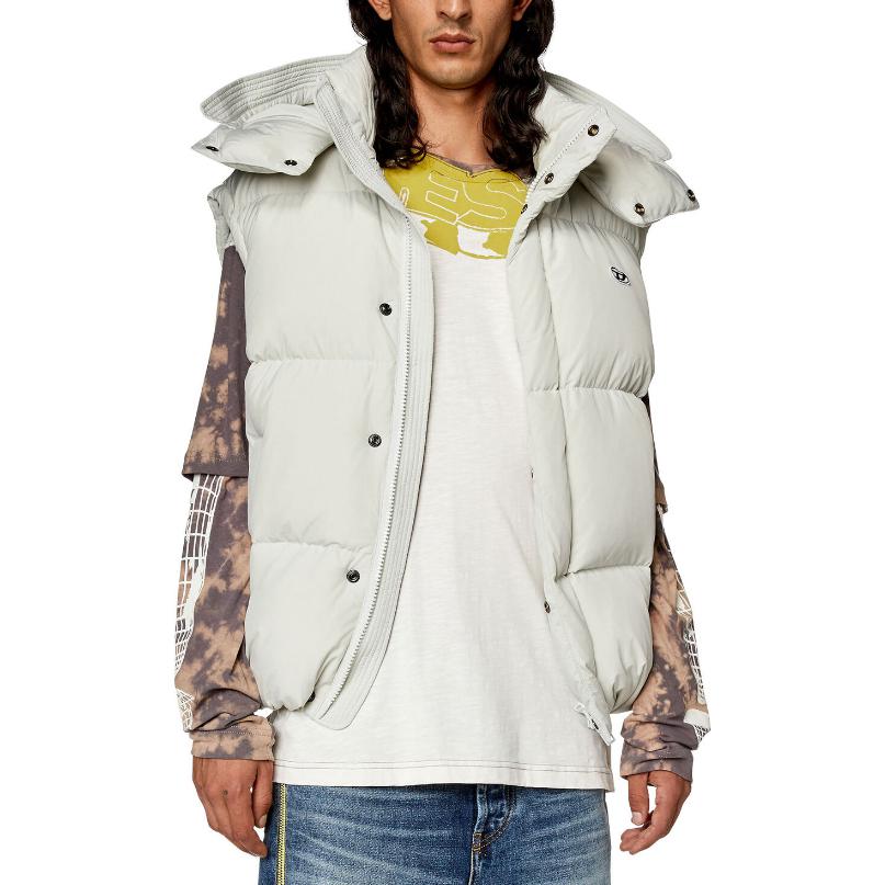 DIESEL  White Vest with Detachable Hood and Solid Logo Design. A106020AEAI-8AF 圖 5