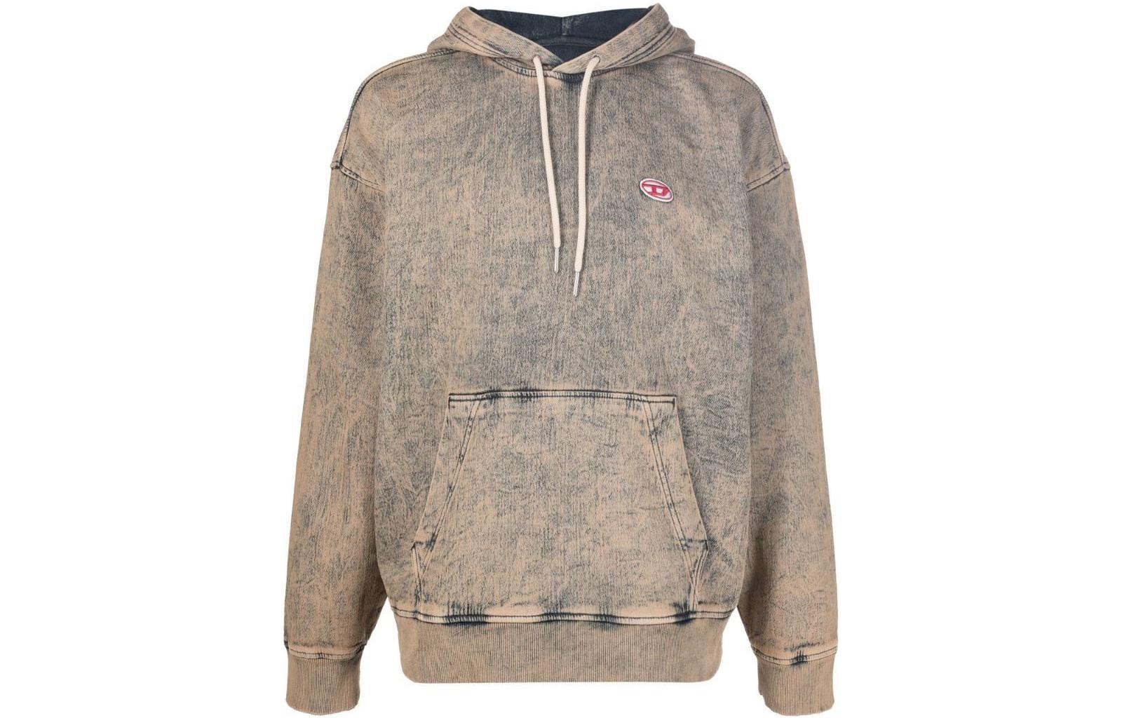 Diesel Acid Wash Logo Hoodie Men’s Gray A0597809D1636P
