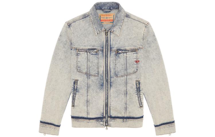 Diesel Acid Wash Regular-Fit Trucker Jacket Light Blue Long Sleeve A0963509F12-01
