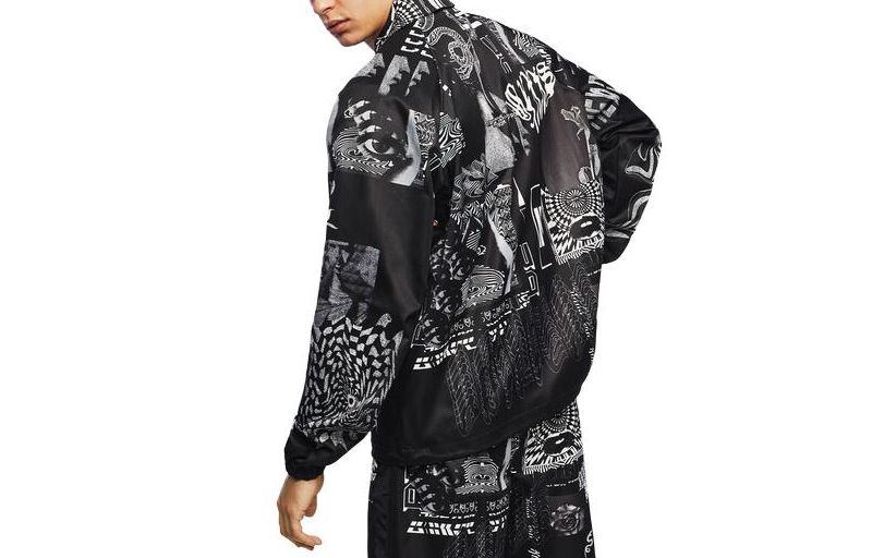 Lookbook Diesel All-Over Letter Print Collared Long-Sleeve Jacket Unisex Black 00SEF50LAXE