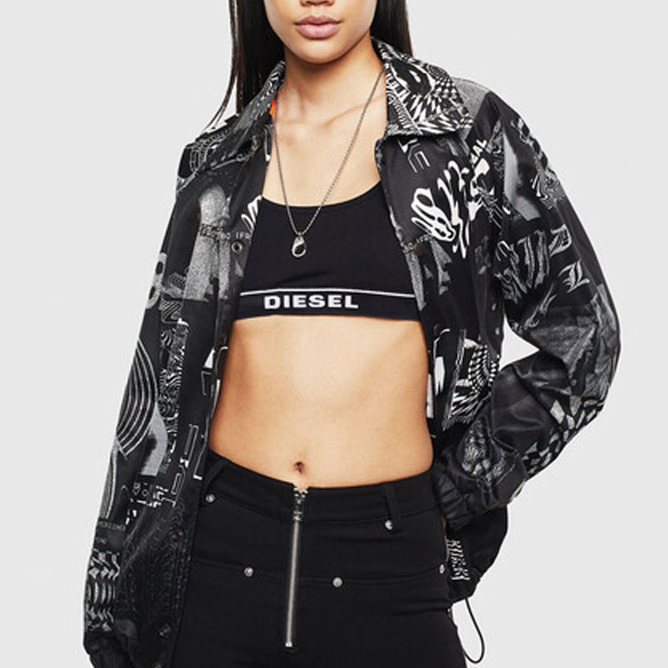 Purchase Diesel All-Over Letter Print Collared Long-Sleeve Jacket Unisex Black 00SEF50LAXE