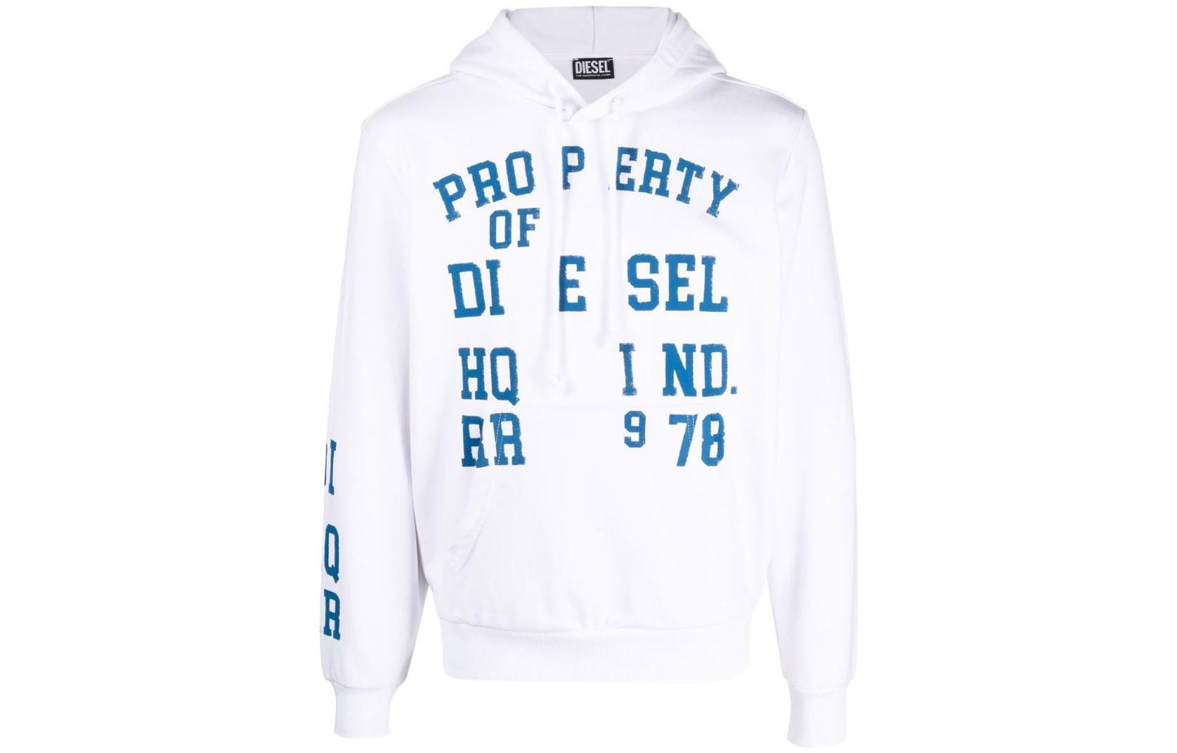 Diesel All-Over Logo Print Hoodie White A086940HAYT-100