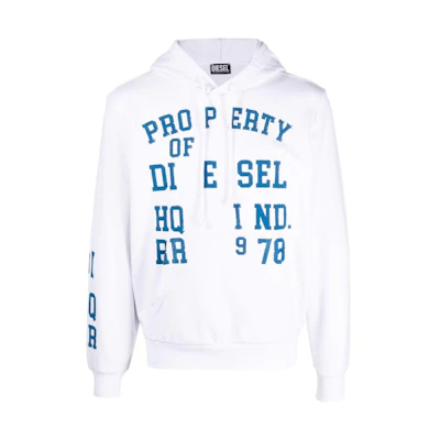 Diesel All-Over Logo Print Hoodie White A086940HAYT-100