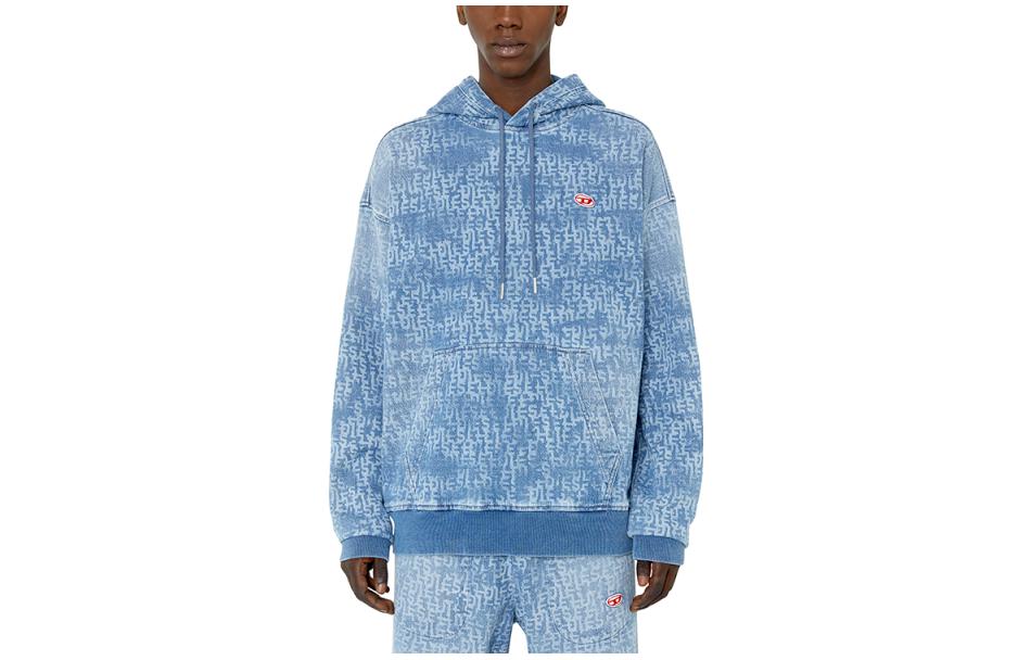 Diesel All-Over Logo Print Pullover Hoodie A0393909E27-01