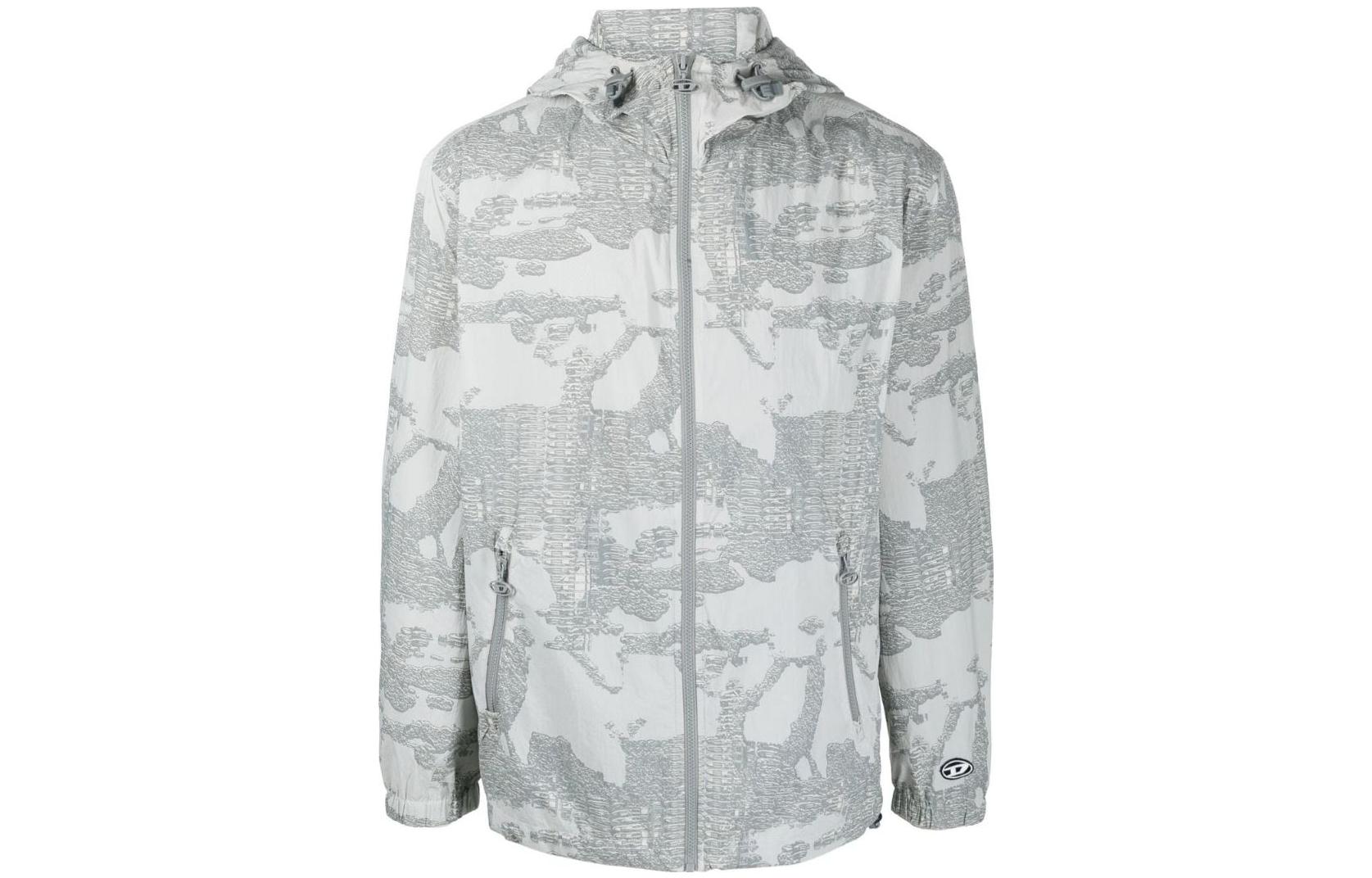 Diesel All-Over Print Zip Hoodie Jacket A088180DMAU9-BLA