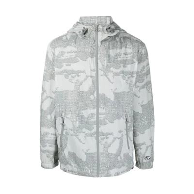 Diesel All-Over Print Zip Hoodie Jacket A088180DMAU9-BLA