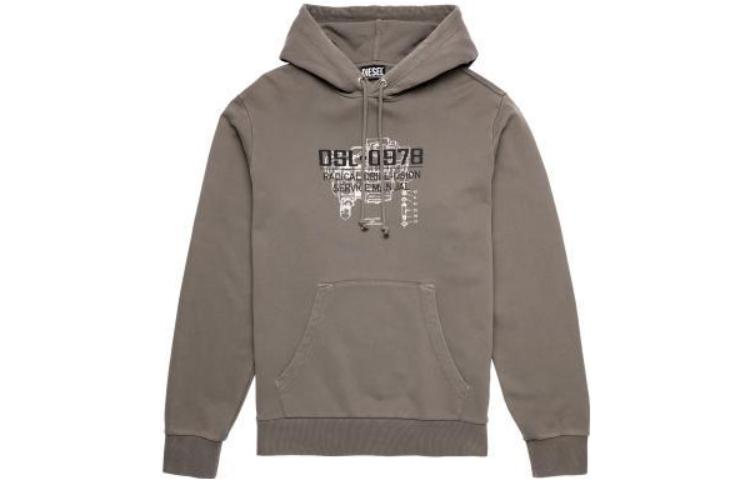Diesel Alphanumeric Logo Print Hoodie in Grey A028230GRAP-5IW