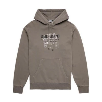 Diesel Alphanumeric Logo Print Hoodie in Grey A028230GRAP-5IW