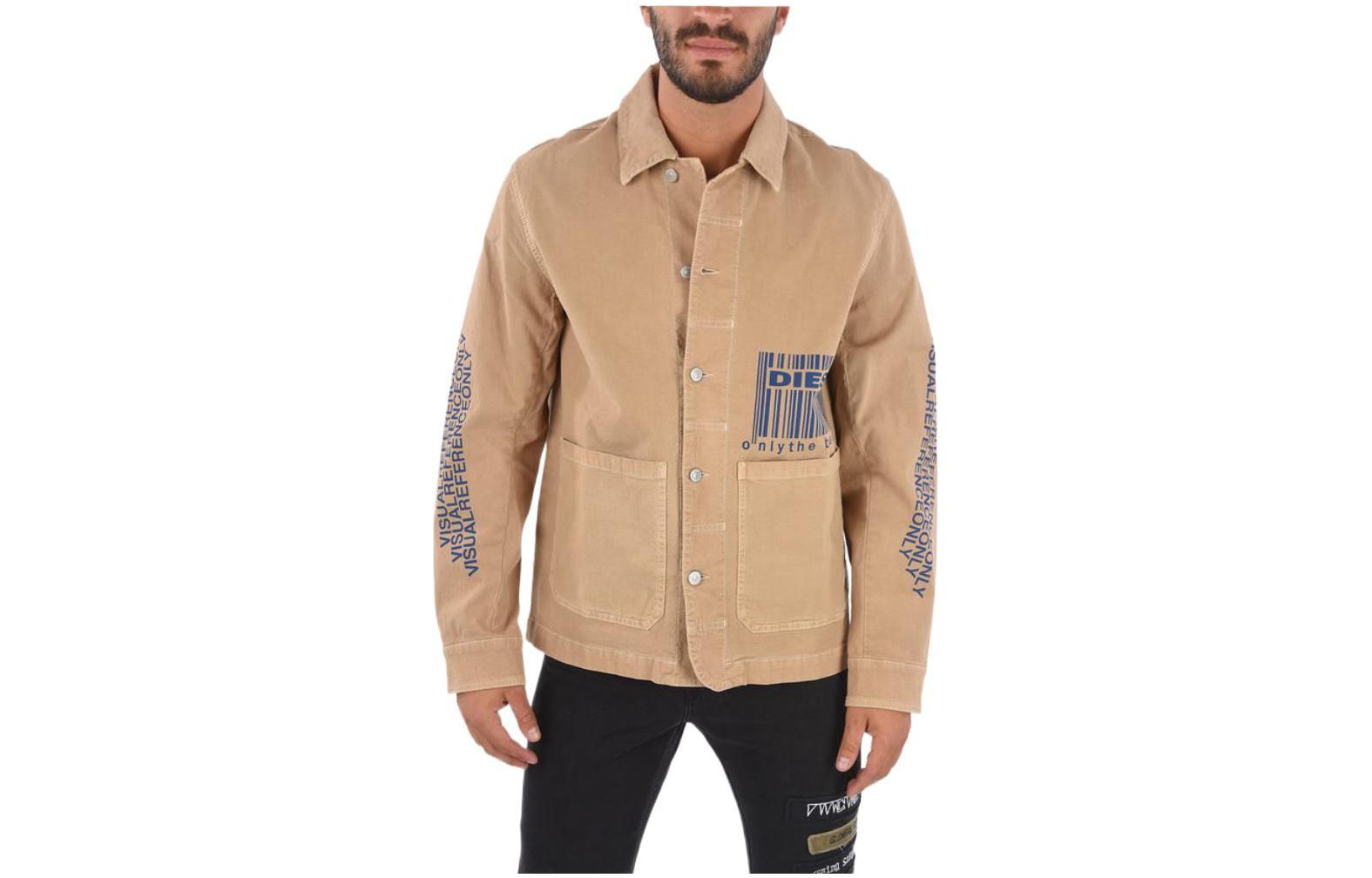 Diesel Barcode Logo Print Single-Breasted Jacket Men Brown A010910KAYM7CS