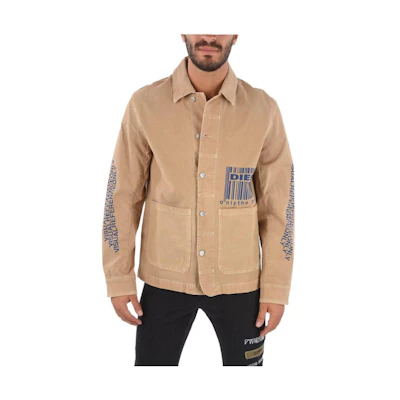 Diesel Barcode Logo Print Single-Breasted Jacket Men Brown A010910KAYM7CS