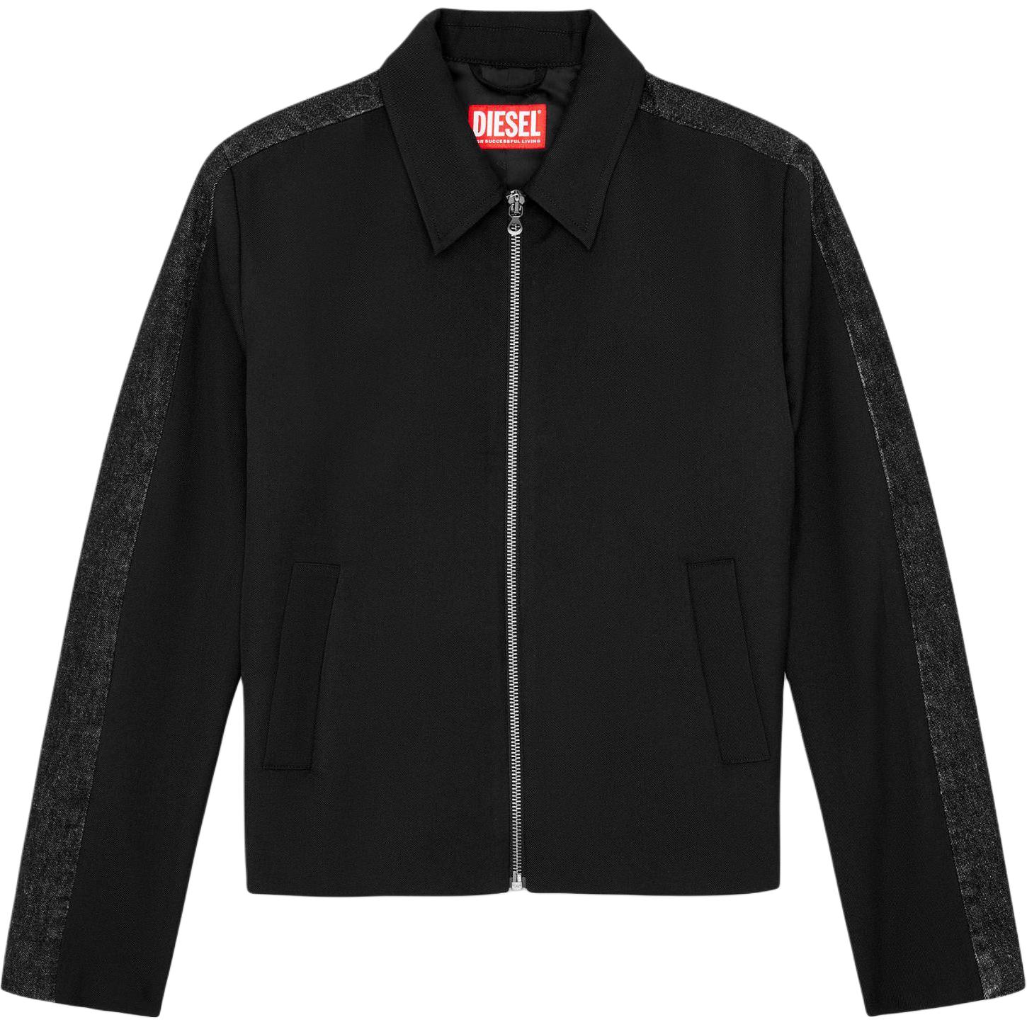 Diesel Barn-Style Patchwork Zip-Up Jacket Black A143980CBCL-9XX