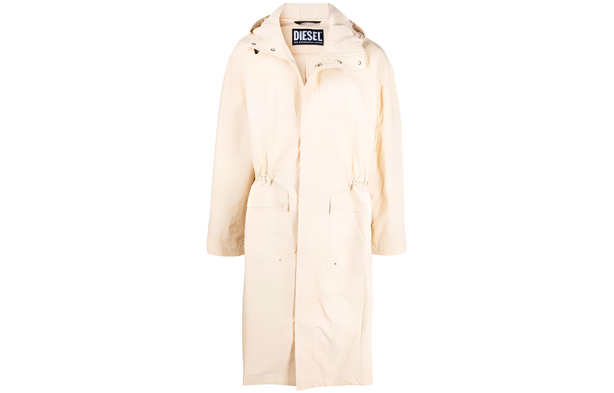 Diesel Beige Hooded Plain Pocket Long-Sleeve Windbreaker A037330PBAG7DV