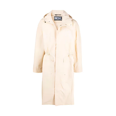 Diesel Beige Hooded Plain Pocket Long-Sleeve Windbreaker A037330PBAG7DV
