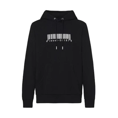Diesel Black Barcode Print Drawstring Hoodie A003090TAZN-900