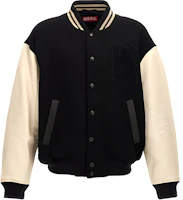 Diesel Black Baseball Collar Colorblock Letterman Jacket A144140LHAL-9XX Diesel Black Baseball Collar Colorblock Letterman Jacket A144140LHAL-9XX
