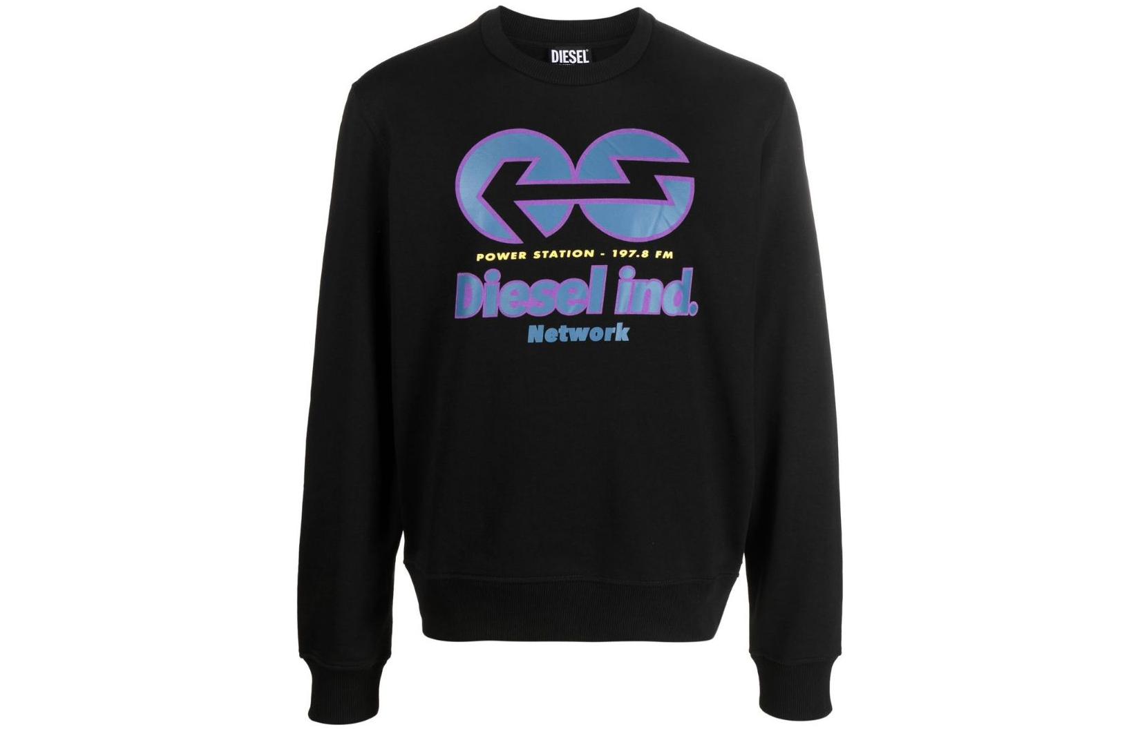 Order Diesel Black Cotton Sweatshirt with Logo Print A064920GRAC9XX