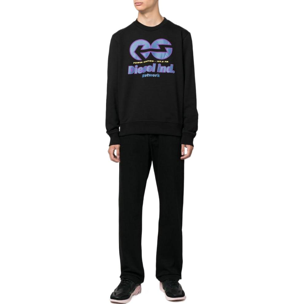 Lookbook Diesel Black Cotton Sweatshirt with Logo Print A064920GRAC9XX