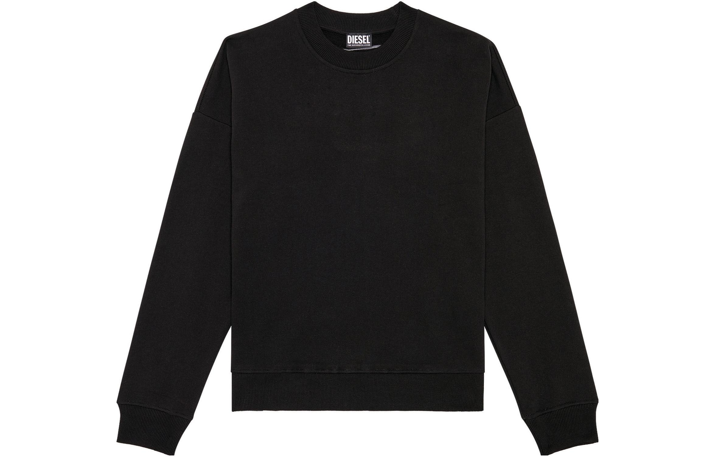 Diesel Black Crewneck Long Sleeve Sweatshirt with Embroidered Logo A08230-0GYCJ