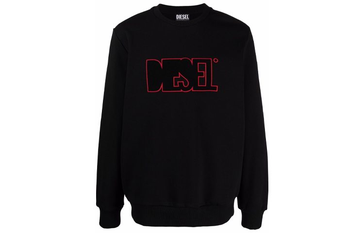 Diesel Black Crewneck Pullover Sweatshirt Casual Solid Color A030100IAJH9XX