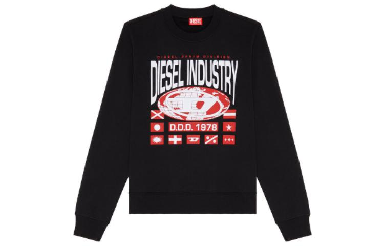 Diesel Black Crewneck Pullover Sweatshirt with Letter Graphic Print A110770JFAV-900