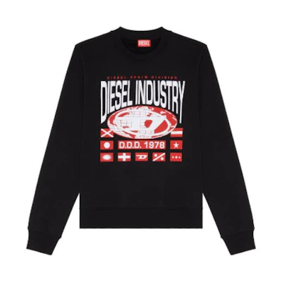 Diesel Black Crewneck Pullover Sweatshirt with Letter Graphic Print A110770JFAV-900