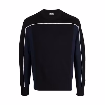 Diesel Black Crewneck Pullover Sweatshirt with Raised Edge Detail A040850WCAG9XX