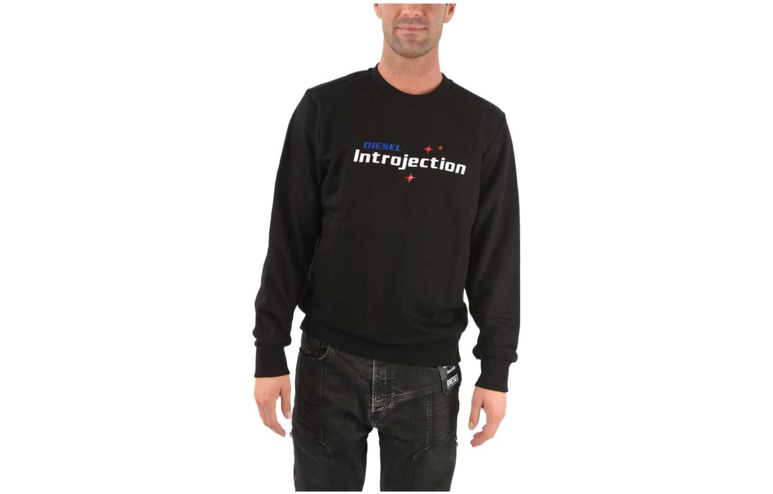 Diesel Black Crewneck Sweatshirt with Front Lettering A023170HAYT9XX