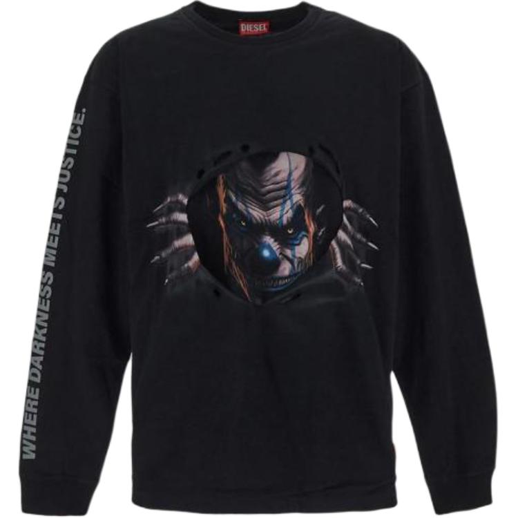 Diesel Black Crewneck Sweatshirt with Graphic and Letter Print A137640AMAB9-XXA