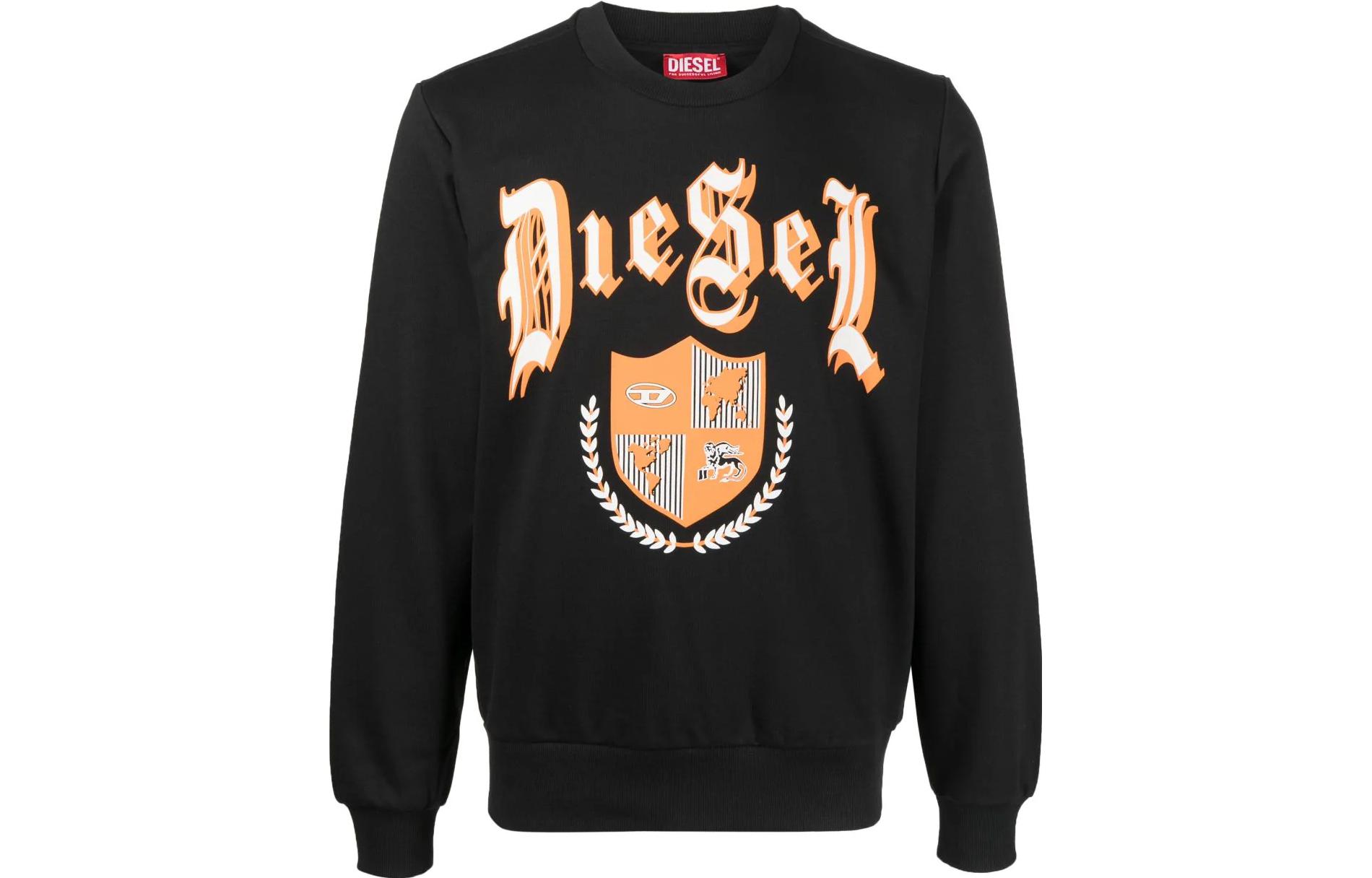 Diesel Black Crewneck Sweatshirt with Logo Print A110530HAYT