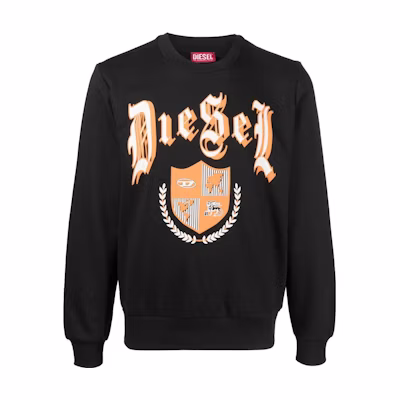 Diesel Black Crewneck Sweatshirt with Logo Print A110530HAYT