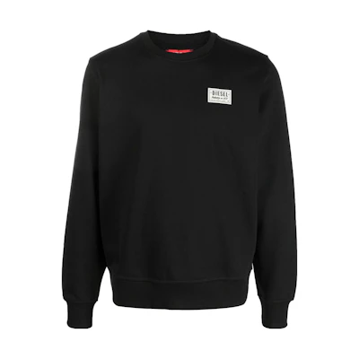 Diesel Black Crewneck Sweatshirt with Logo Print Long Sleeve A089570HAYT