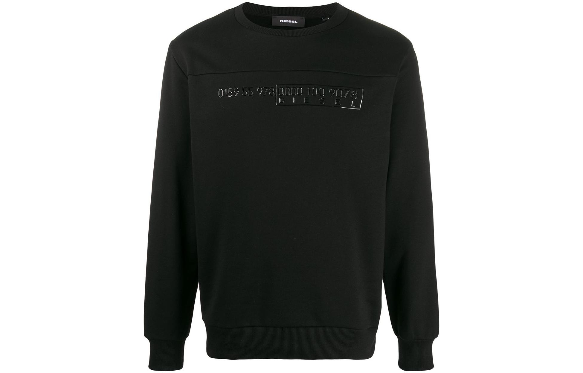 Diesel Black Crewneck Sweatshirt with Logo Print Long Sleeves 00S4EZ0IAEG900