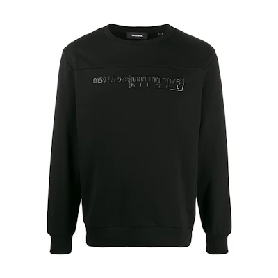 Diesel Black Crewneck Sweatshirt with Logo Print Long Sleeves 00S4EZ0IAEG900
